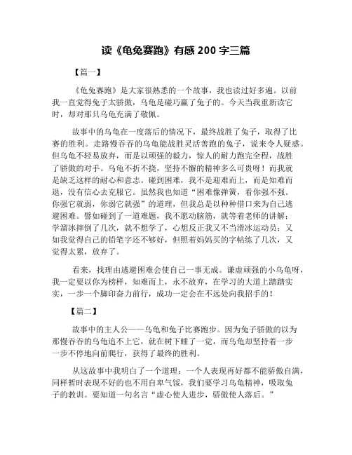 读《龟兔赛跑》有感200字三篇