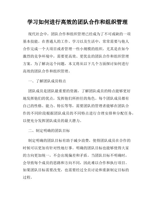 学习如何进行高效的团队合作和组织管理