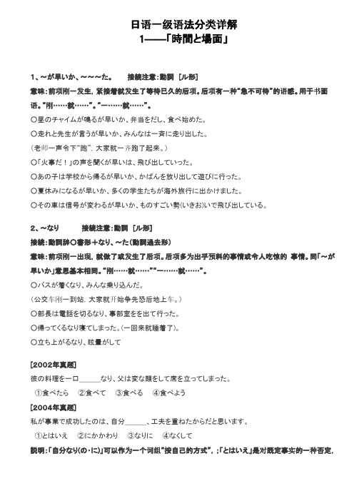 日语一级语法分类详解-「时间と场面」