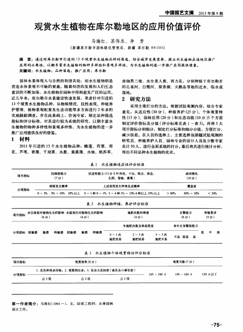 观赏水生植物在库尔勒地区的应用价值评价