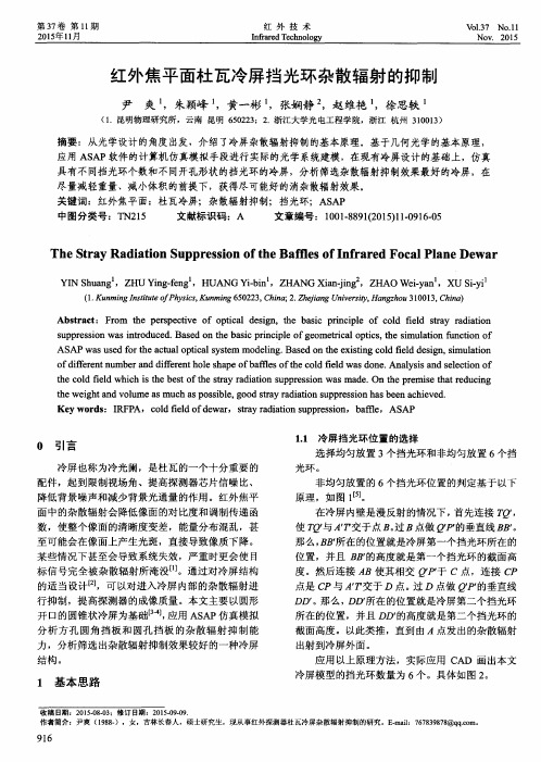 红外焦平面杜瓦冷屏挡光环杂散辐射的抑制