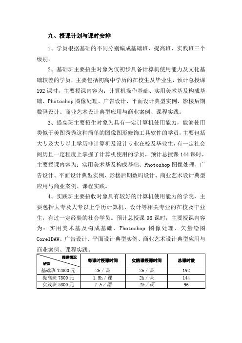 授课计划与课时安排