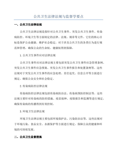 公共卫生法律法规与监督学要点