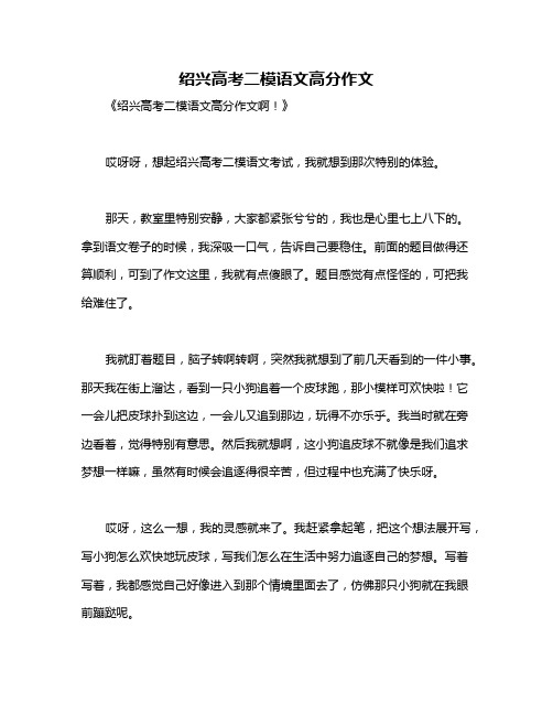 绍兴高考二模语文高分作文