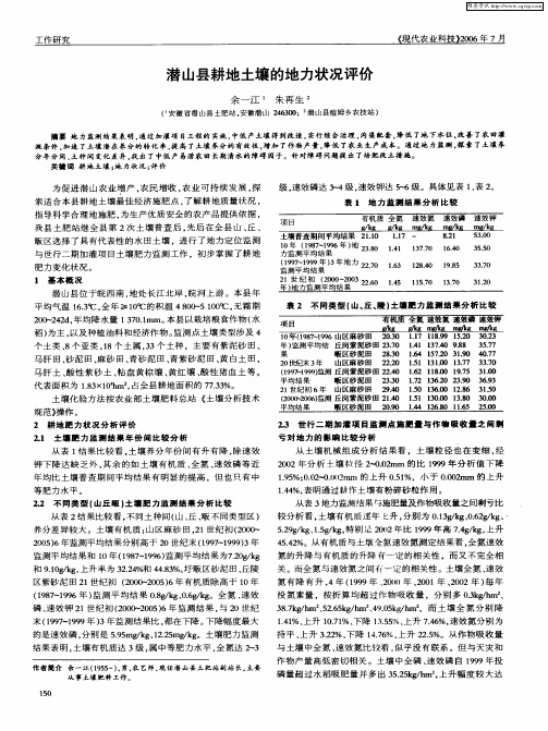 潜山县耕地土壤的地力状况评价