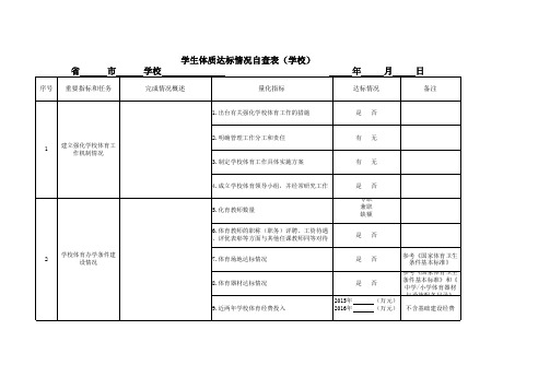 学生体质达标情况自查表(学校)