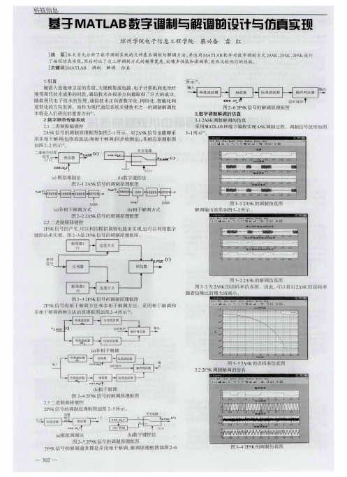 基MATLAB数字调制与解调的设计与仿真实现