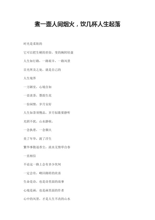 煮一壶人间烟火,饮几杯人生起落
