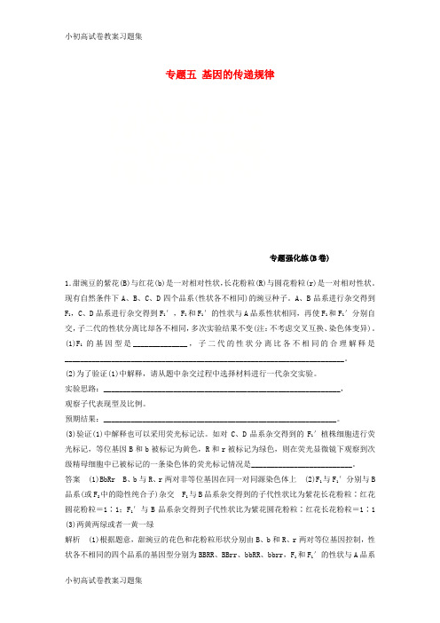 [小初高学习](江苏专用)2019高考生物二轮复习 专题五 基因的传递规律专题强化练(B卷)