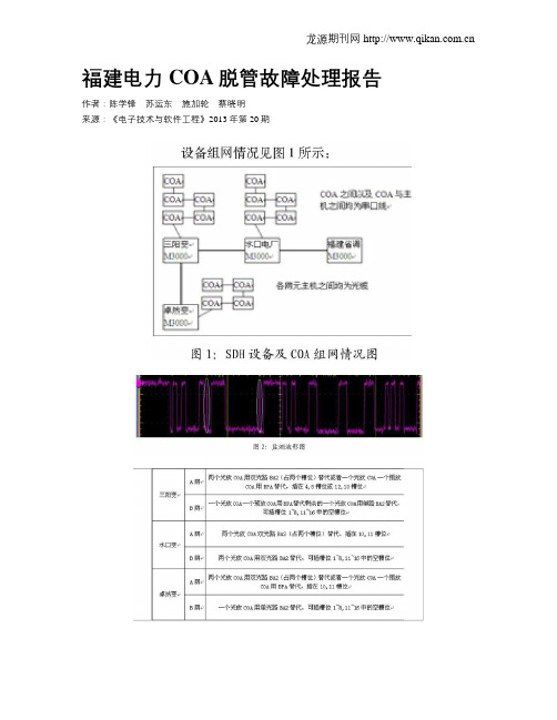 福建电力COA脱管故障处理报告