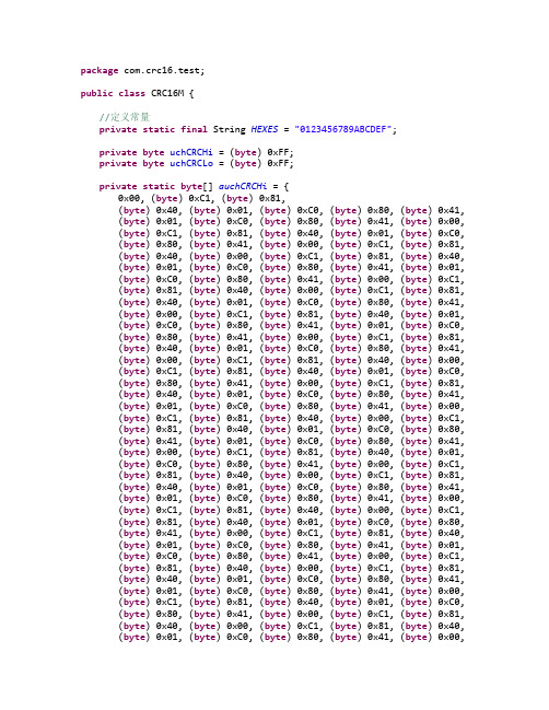 Java版CRC16-ModBus校验码