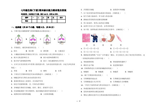 七年级生物(下册)期末综合能力测试卷及答案