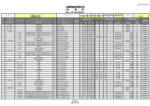 1360-110材料明细表