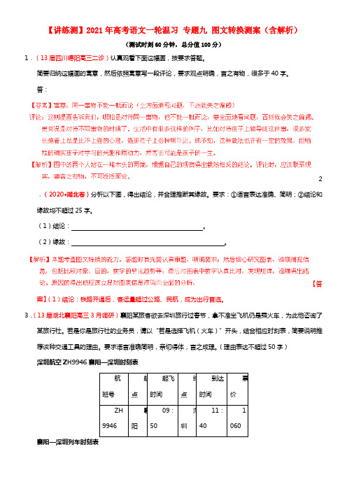 【讲练测】2021年高考语文一轮温习 专题九 图文转换测案（含解析）(1)