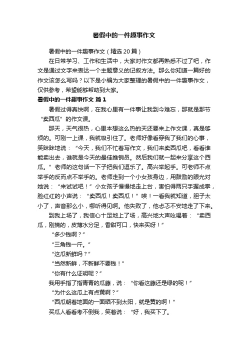 暑假中的一件趣事作文（精选20篇）