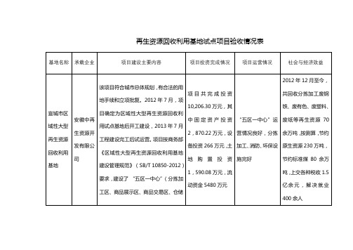 再生资源回收利用基地试点项目验收情况表【模板】