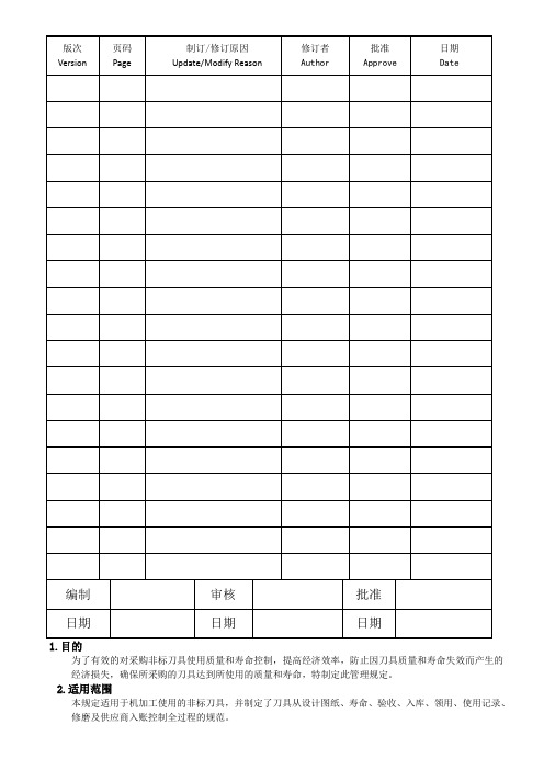 刀具寿命管理规定