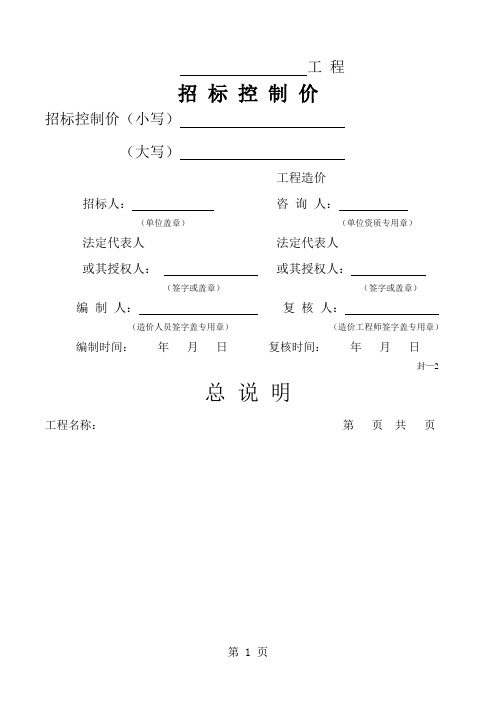 招标控制价使用表格17页word文档