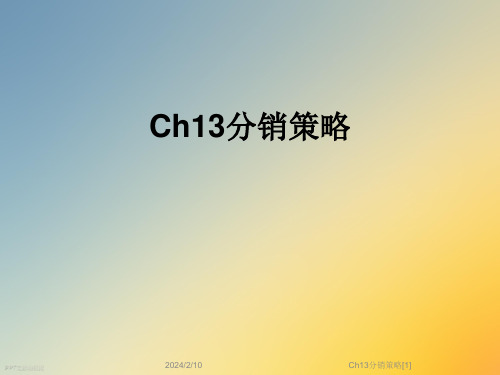 Ch13分销策略[1]