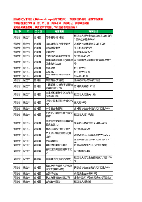 2020新版河北省保定市容城县数码商城工商企业公司商家名录名单联系电话号码地址大全41家