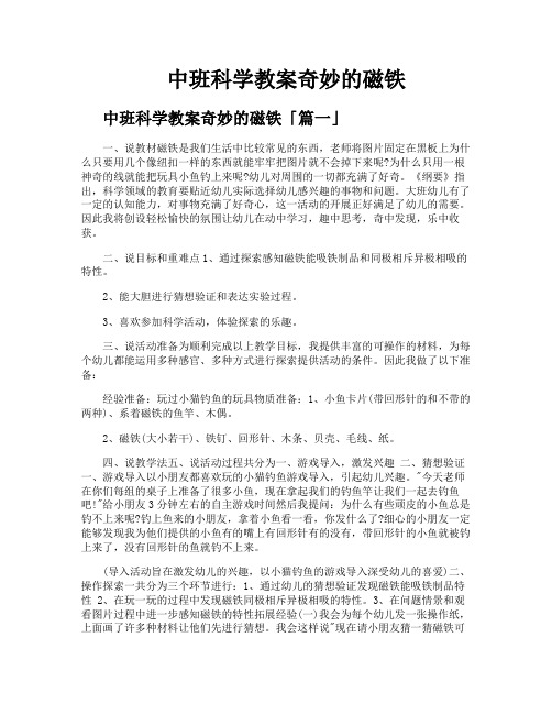 中班科学教案奇妙的磁铁