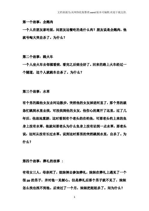 7个经典推理故事——绝对考验你的想象力