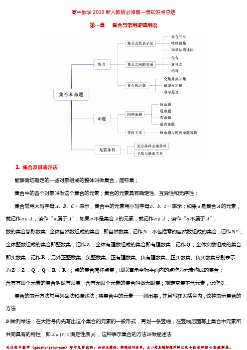 2019新人教A版必修第一册知识点总结