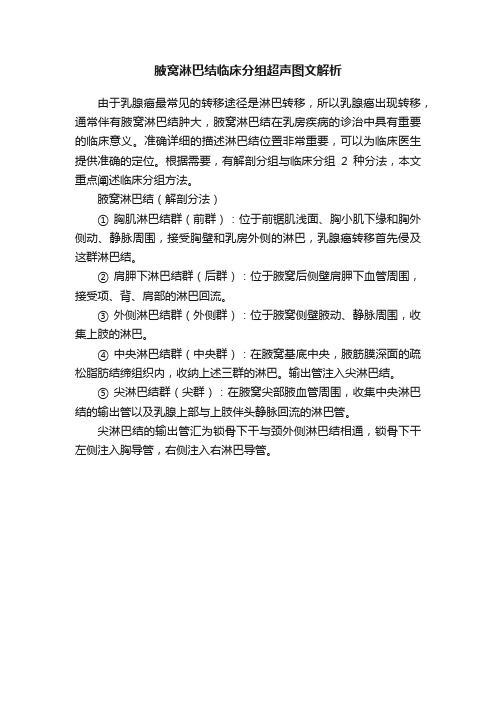 腋窝淋巴结临床分组超声图文解析