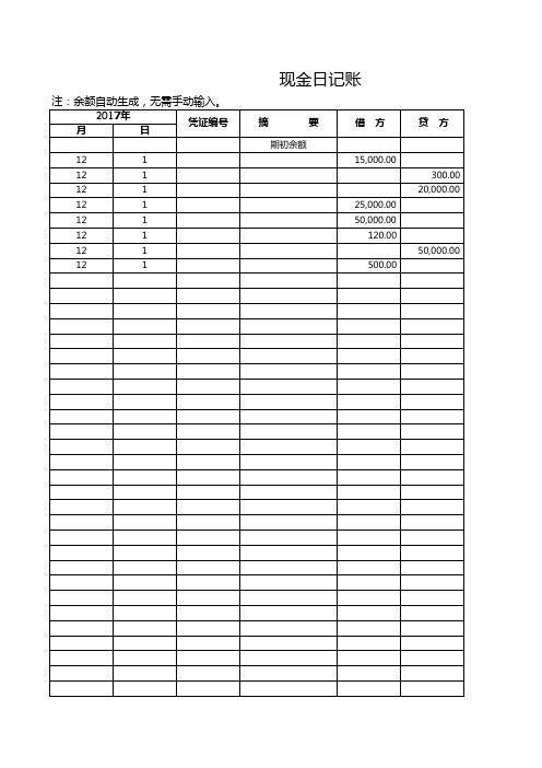 最新Excel表格模板：现金日记账(自动统计)