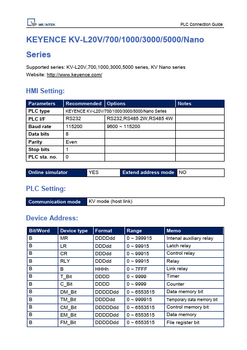 KEYENCE KV-L20V 700 1000 3000 5000 Nano Series PLC