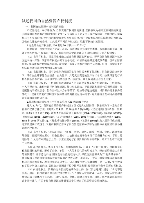 试述我国的自然资源产权制度