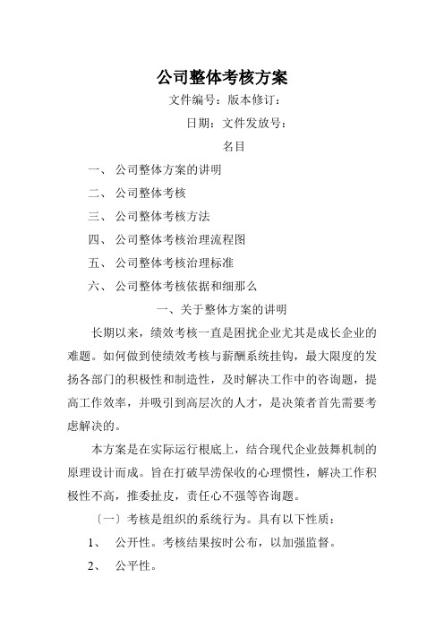 公司整体目标绩效管理方案全套