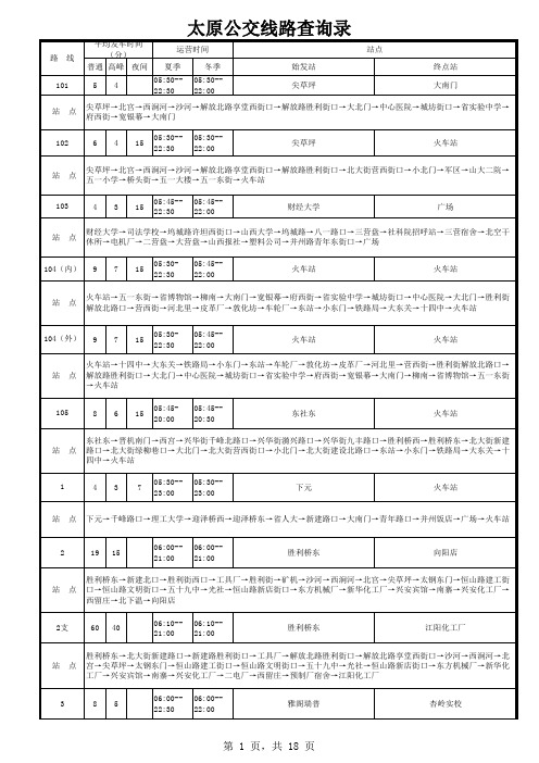 太原公交线路2013版