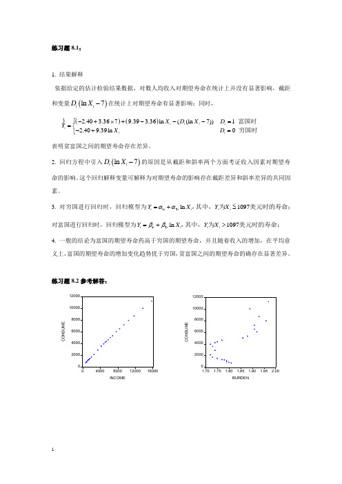 计量经济学_(第二版)庞皓_第八章练习题答案