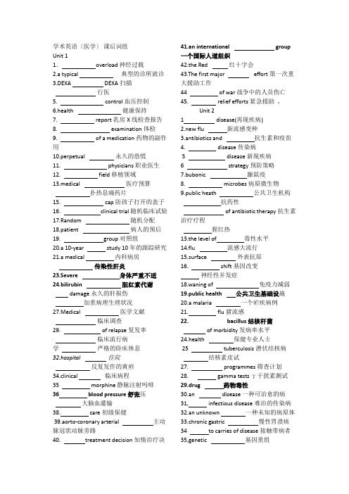 学术英语(医学)-单词填空及参考答案