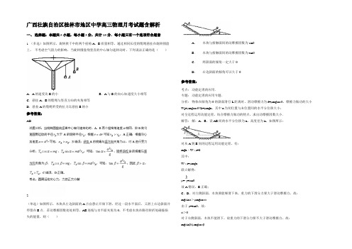 广西壮族自治区桂林市地区中学高三物理月考试题带解析