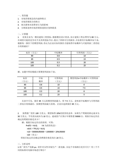 2011级市场营销考试题