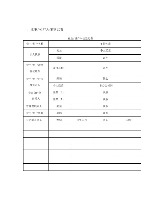 小区住户基本信息表