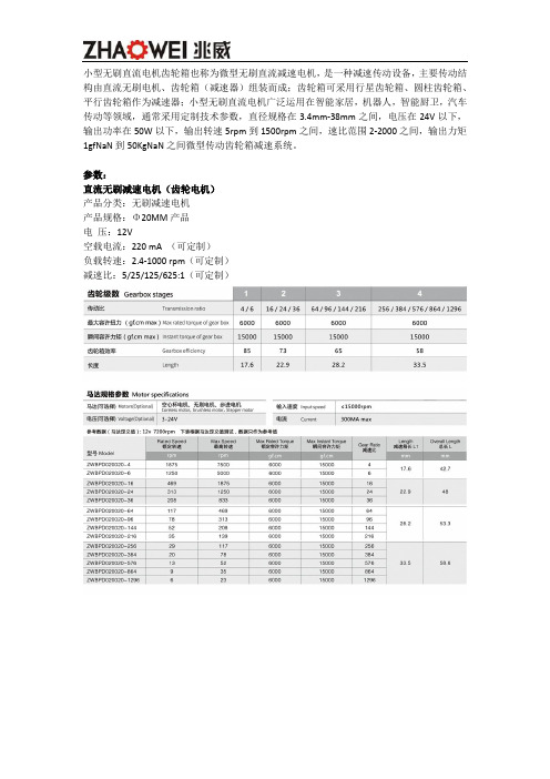 小型无刷直流电机产品技术参数与应用