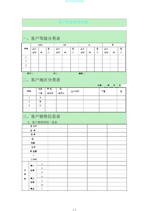 客户信息管理表格