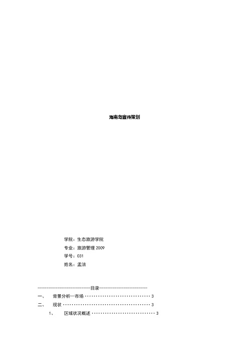 海南岛宣传策划
