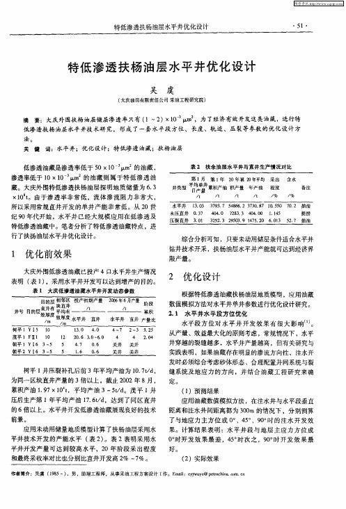 特低渗透扶杨油层水平井优化设计