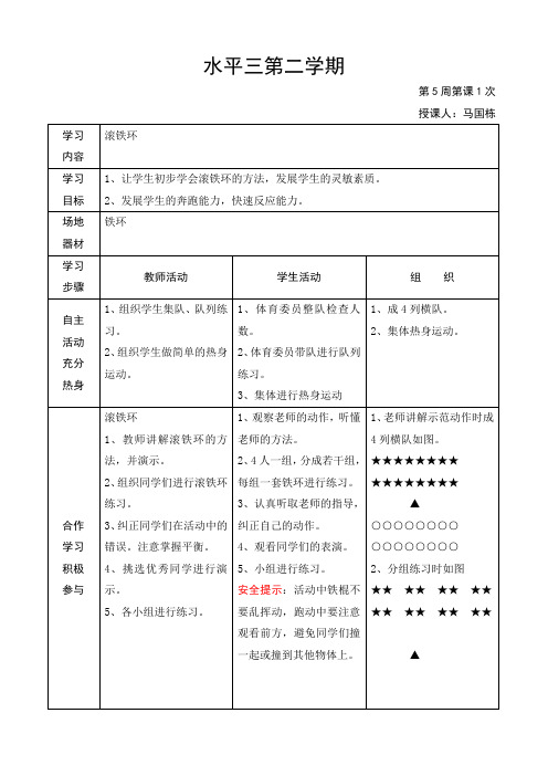 体育与健康水平二教案第5周第二学期