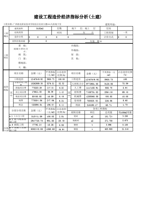 人防地下室经济指标