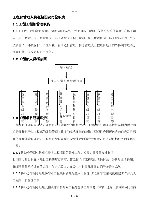 工程部管理人员框架图及工作流程图