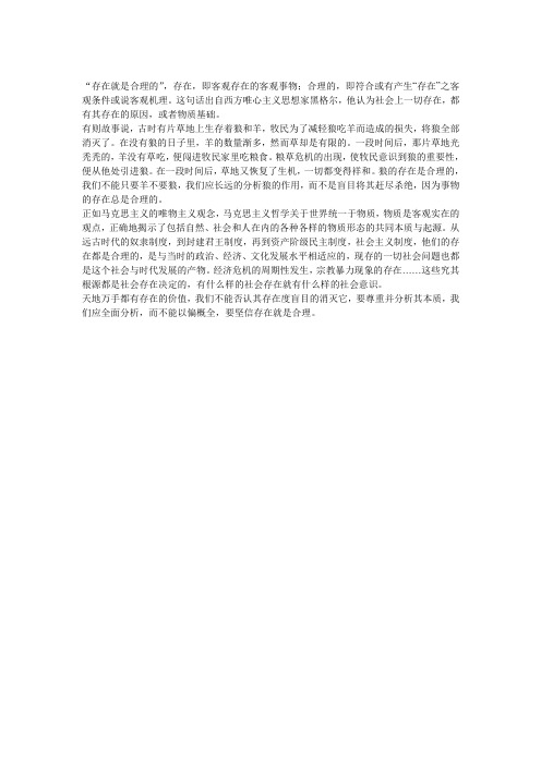 存在就是合理的