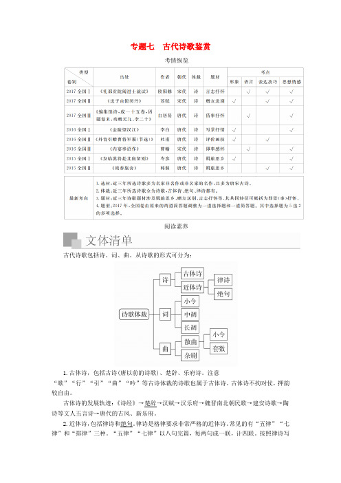 高考语文一轮复习：专题七古代诗歌鉴赏讲义+Word版含答案.doc