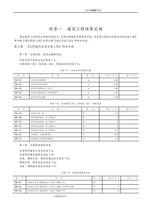 通信工程预算定额