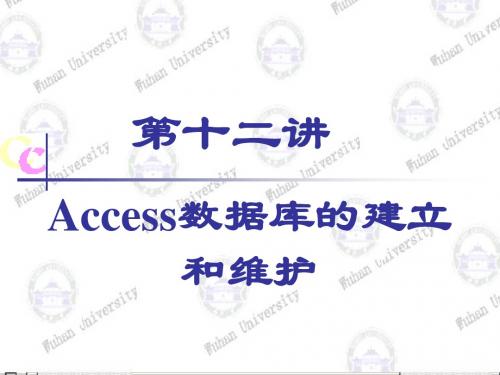 第十二讲 Access数据库的建立和维护