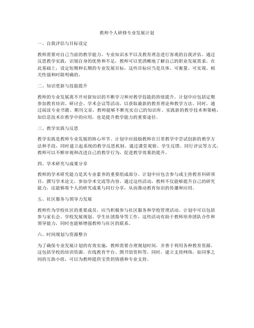 教师个人研修专业发展计划